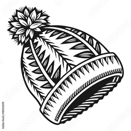 Christmas winter hat silhouette wool detail black 