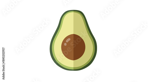 Flat Design Half Cut Avocado Fruit Slice Isolated Illustration