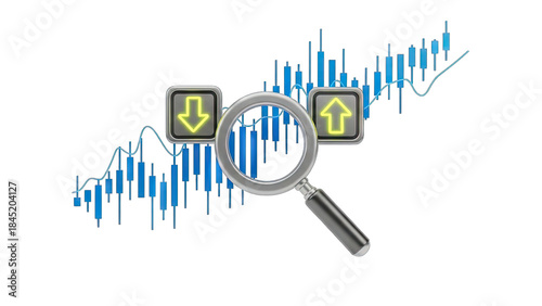 Stock Market Analysis: Magnifying Glass and Chart