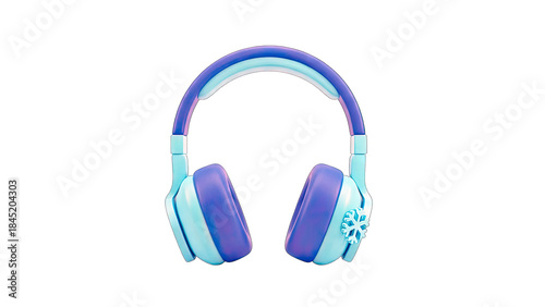 Stylish Headphones with Snowflake Detail on White Background