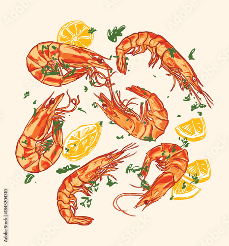 Lemons and Shrimps Illustration