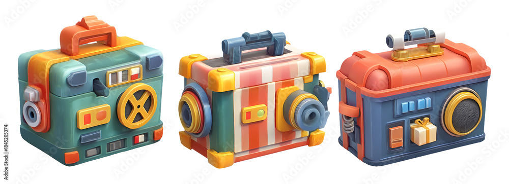 Fototapeta premium Colorful Camera Cases for International Festive Theme Showcase and Opening Night