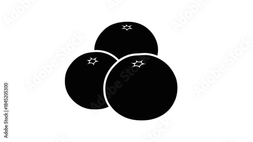 Silhouette of three tangerines on a transparent background