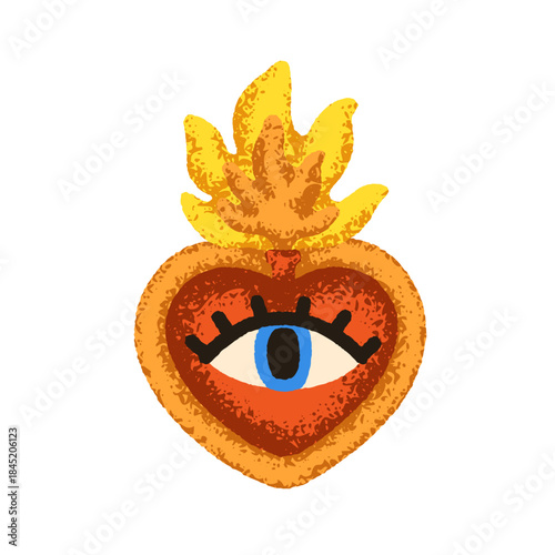 Mexican heart, Valentine symbol, love. Sacred esoteric element with watching ...