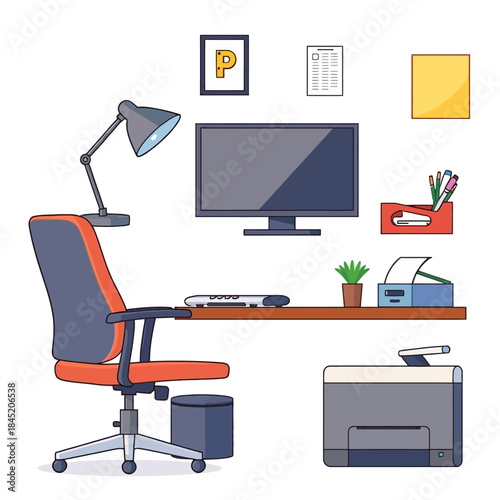 Modern Home Office Setup with Desk and Chair