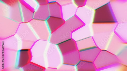 Polygonal design generates a soft, calming pattern. Shades of pink blend in a unique, abstract structure.