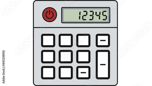 Compact electronic calculator displaying a five-digit number with functional keypad and digital