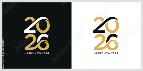 Happy new year 2026 logo. Premium vector design for poster, banner, greeting and new year 2026 celebration.