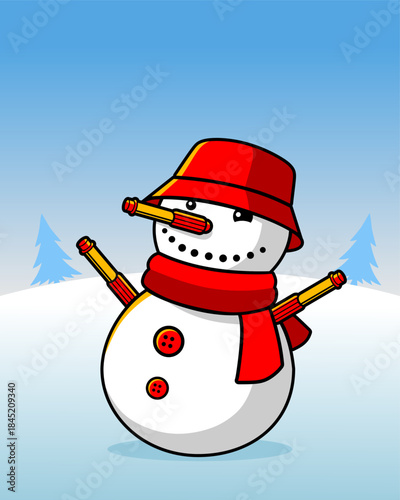 snowman ultras character with hand flare christmas vector design