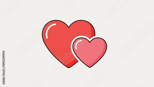 Cute Cartoon Heart Symbols Representing Love and Affection with Simple Design