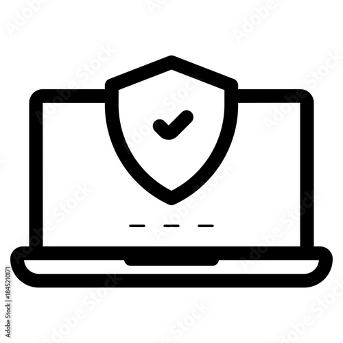 computer laptop secure shield protection icon
