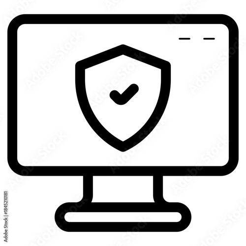 computer monitor secure shield protection icon