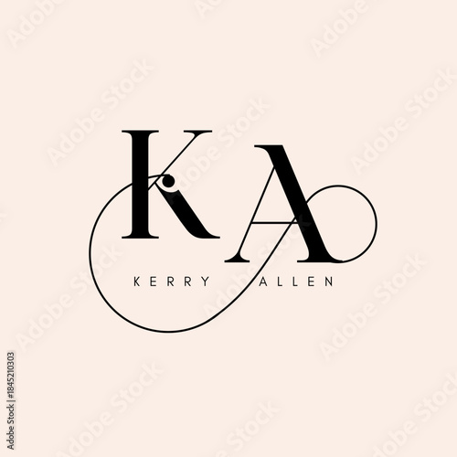 Elegant KA Monogram Logo, Luxury Personal Branding Design, Minimal Alphabet Identity, Premium Typography Logo, Classic Lettermark Logo