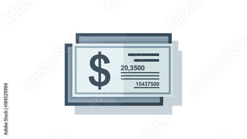 illustration of a financial check with digital transaction elements and monetary symbols