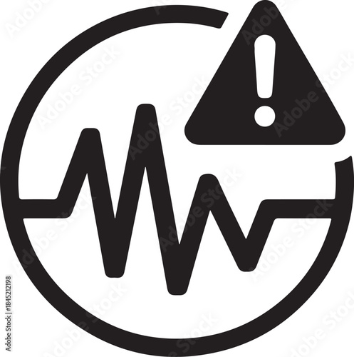 warning sign with exclamation mark and heartbeat signal, medical emergency, health alert, danger, caution