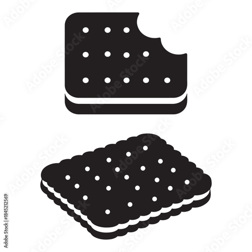 Bundle collection set design chocolate sandwich cookie icons with bite mark silhouette art design illustration