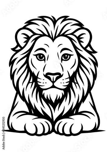 Black and white serious lion portrait vector, ideal for engrave, laser engrave, prints and creative projects