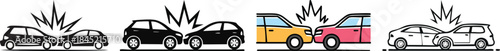 Car accident crash symbol bold outline safety emergency collision icon minimal black design transport warning