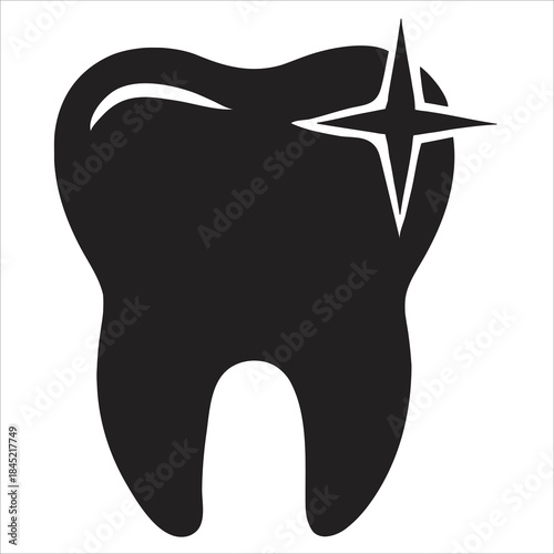 Shiny Healthy Tooth Silhouette Icon for Dental Healthcare and Hygiene