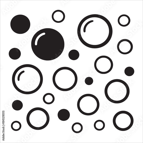 Abstract Soap Bubbles and Water Droplets Silhouette Vector Graphic Set