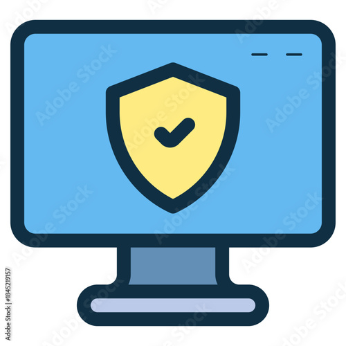 computer monitor secure shield protection icon