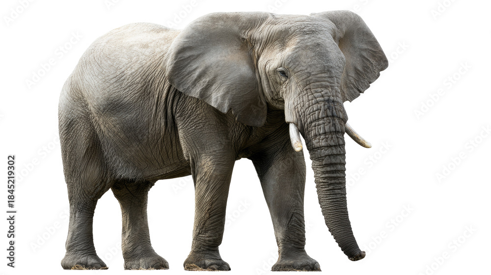 Fototapeta premium African Elephant on Transparent Background