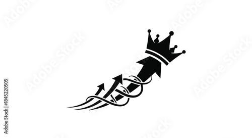 Symbol of upward growth and leadership, with a crown atop an arrow.