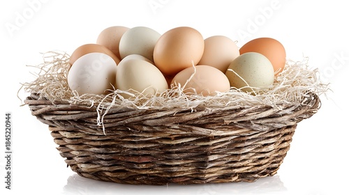 Wallpaper Mural Basket filled with fresh eggs isolated on the white background  Torontodigital.ca