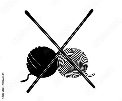 Timeless Craftsmanship: Knitting Needles Yarn | Clean, isolated vector art for creative projects.