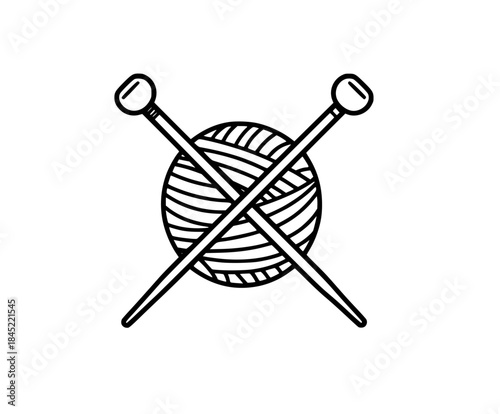 Threads Tradition: Black White Tribute Art Knitting | Clean, isolated vector art for creative projects.