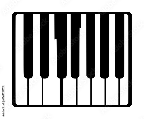 Monochrome Musical Melody: Classic Piano Keys Icon | Clean, isolated vector art for creative projects.