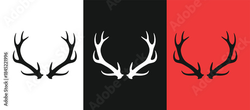 Antler silhouettes on tricolor background