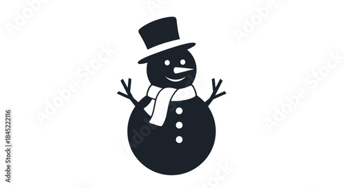 Snowman wearing a tall hat and scarf stands smiling in a snowy scene inviting wintertime joy and cozy holiday vibes with a playful friendly charm.