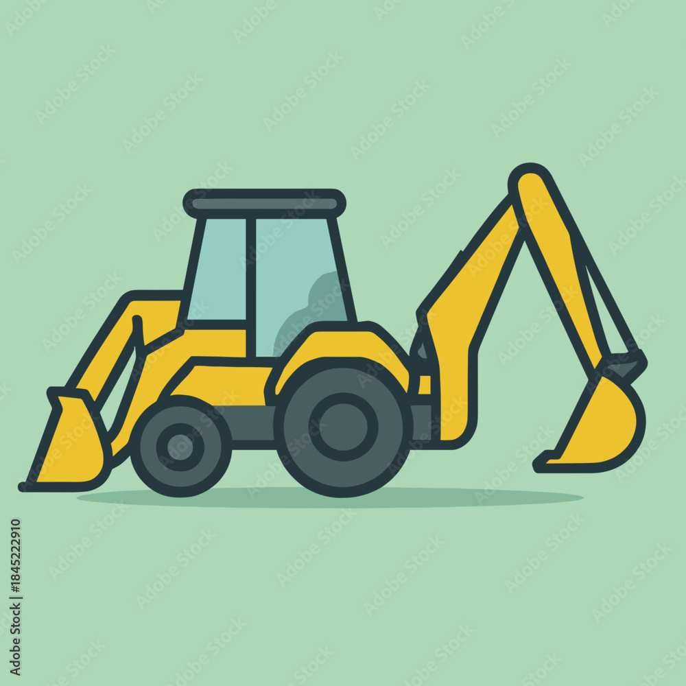 Naklejka premium Backhoe loader in action on construction site equipment