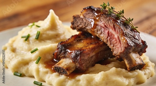 Delicious beef short ribs and mashed potato