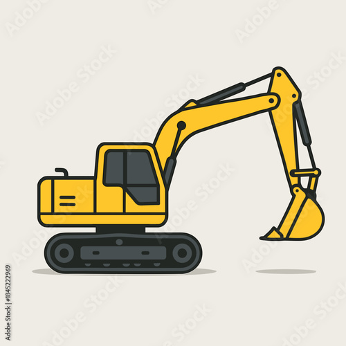 Yellow excavator machine for construction and digging work