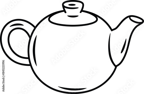 Simple Outline Drawing of a Teapot with a Lid and Handle kettle beverage