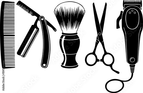 Barber tools and equipment for grooming and haircut
