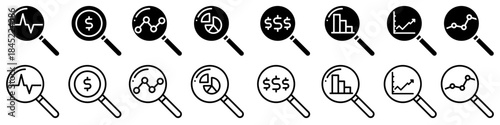 Financial analytics icon vector set. economy illustration sign collection. analytics symbol. Marketing web icons.