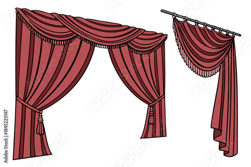 red velvet curtain with clipping path
