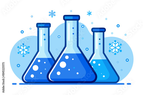 laboratory glassware with colorful liquid