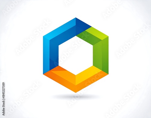 Free Download A vibrant, geometric figure with a hexagonal shape, formed by interconnected, colored segments. The design features a gradient effect - GFXLoad