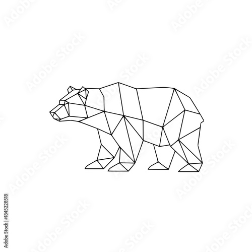 Geometric bear illustration in minimalist style with black outline  