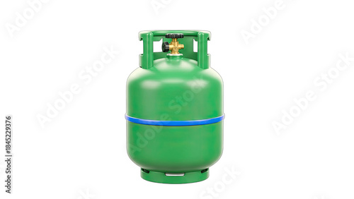 Green Propane Tank Isolated on White Background