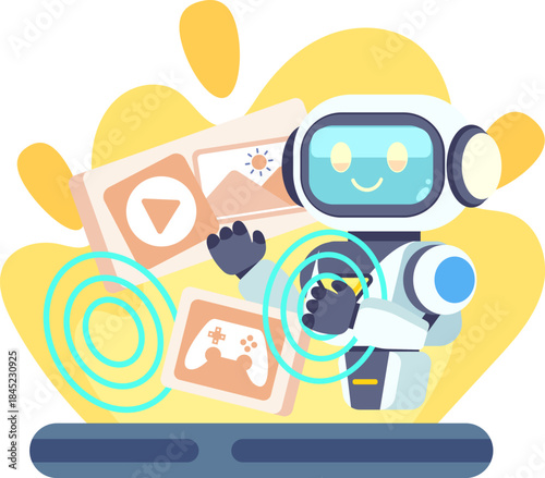 Robot working using metaverse Illustration 