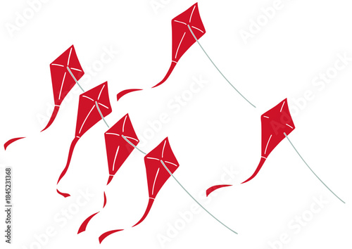 ひし形の凧3種　版画