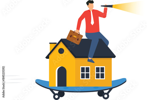 Businessman searching property search real estate investment opportunity future vision career goal home ownership market forecast moving forward business growth strategic planning