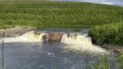 The Pikefossen waterfall in Norway on the Kautokeinoelva river