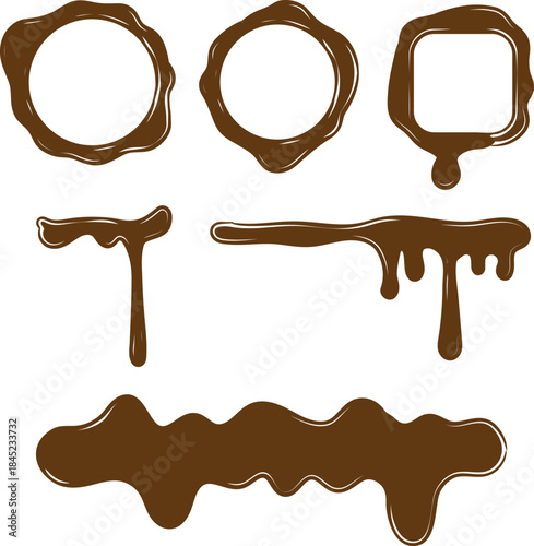 垂れたチョコレートクリームのとろーりイラストセット