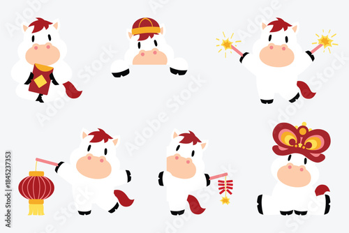 Lunar new year horse cartoon 